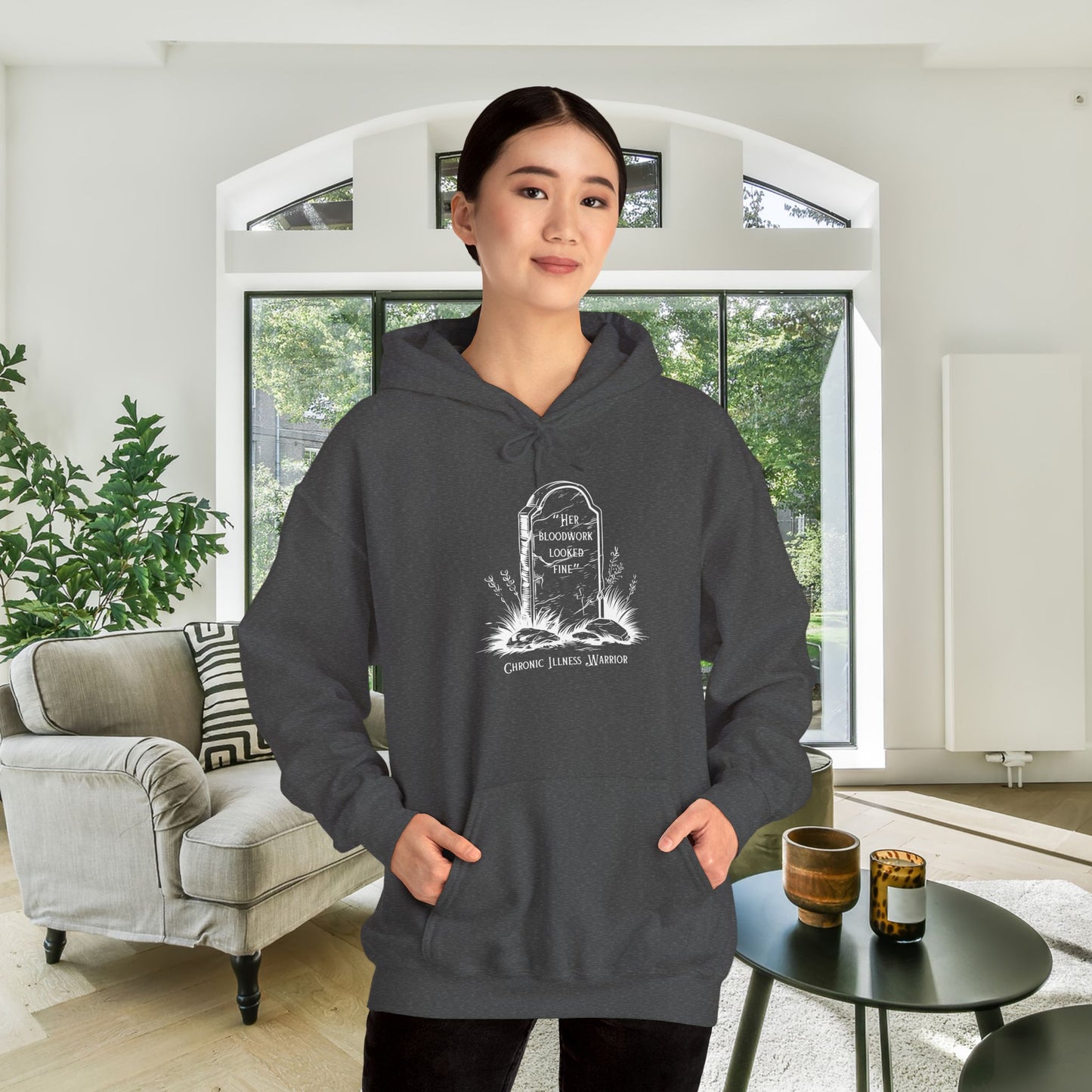 "Her Bloodwork Looked Fine" Headstone  Heavy Blend™ Hooded Sweatshirt
