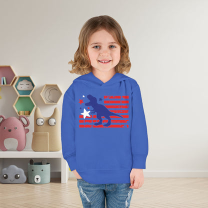 Distressed Patriotic T-Rex Toddler Hoodie