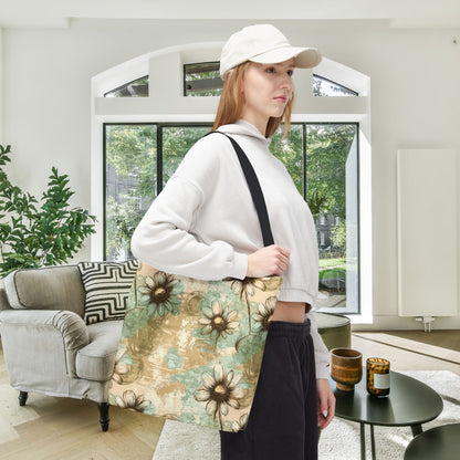 Worn Meadow Daisies Canvas Tote Bag