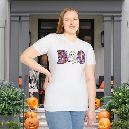 Cute Floral Boo w/Ghost Adult T-shirt