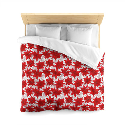 Crimson Poinsettia Sketch Microfiber Duvet Cover