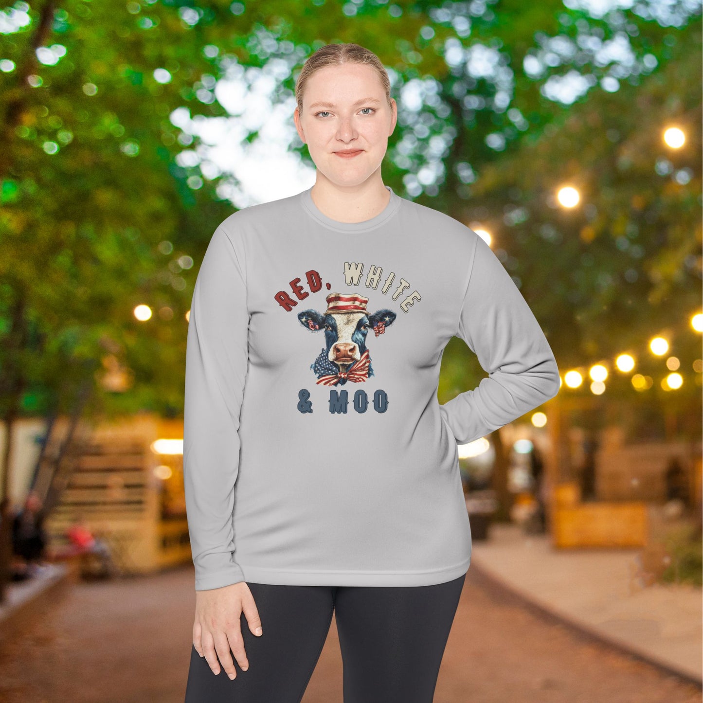Red, White, & Moo Adult Long Sleeve Tee