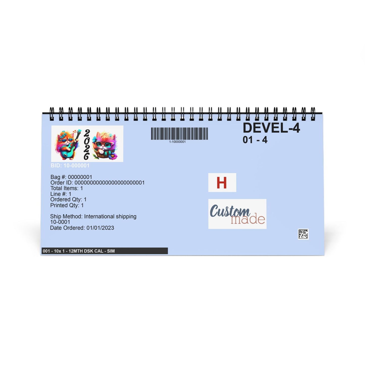 2026 Colorful Cat Desktop Calendar — Cute Kitten Monthly Grid Planner