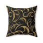 Golden Noir Swirl Throw Pillow