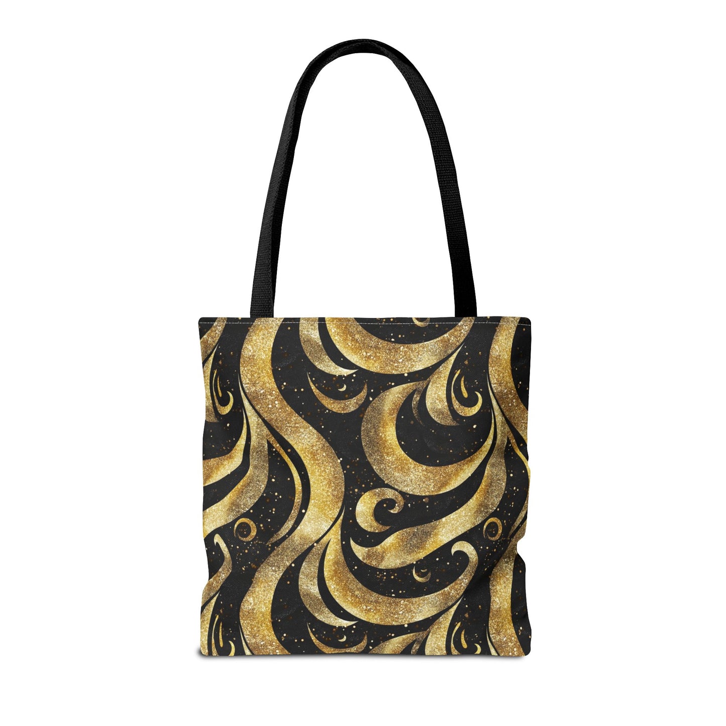 Black & Gold Luxe Swirl Canvas Tote Bag