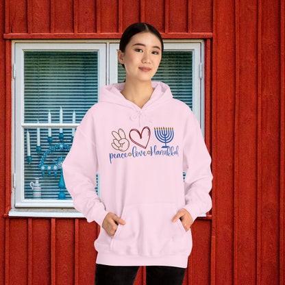 Peace Love Hanukkah Adult Heavy Blend™ Hooded Sweatshirt