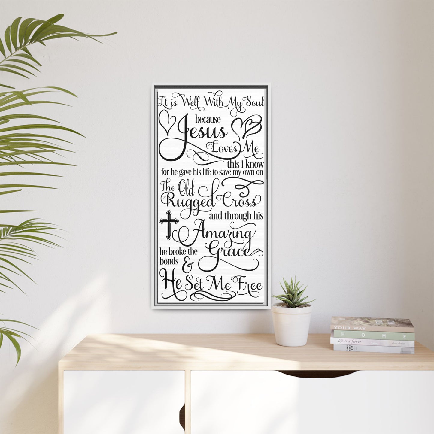 Hymnal Poem Framed Canvas Bathroom Art