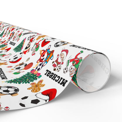 Christmas Soccer Custom Name Wrapping Paper (Micheal)