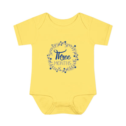 Blue Milestone Wreath Onesie-Three Months