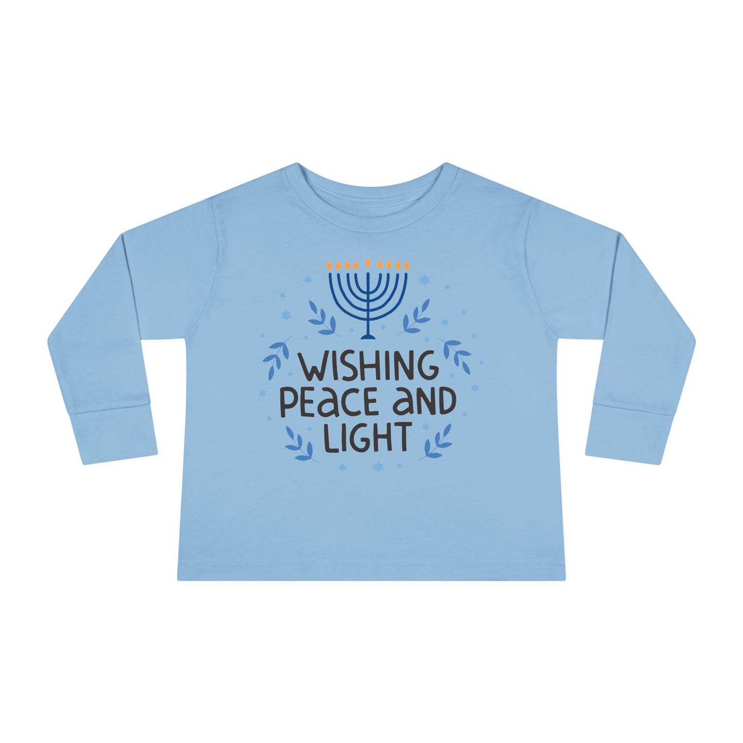 Hanukkah Wishing Peace & Light Toddler Long Sleeve Tee