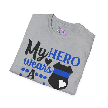 My Hero Wears A Badge Adult T-shirt