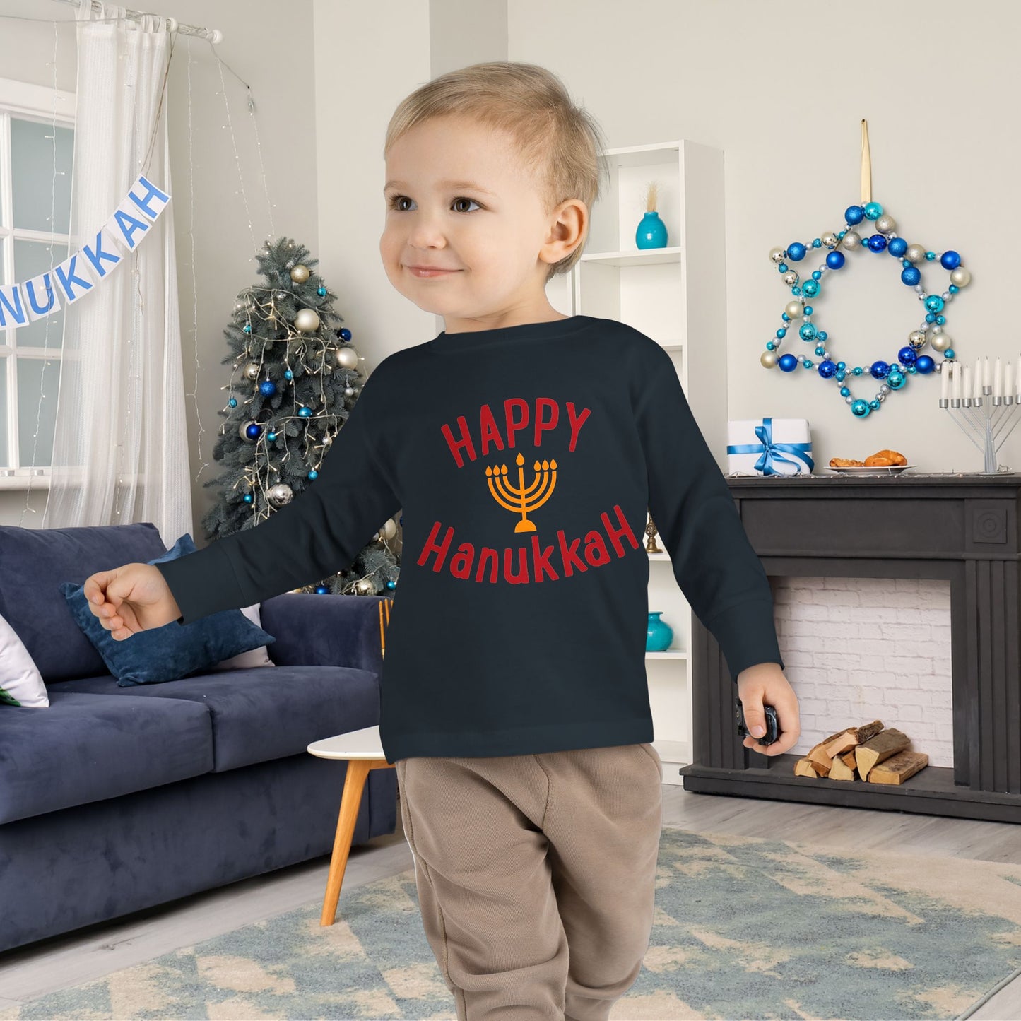 Happy Hanukkah Toddler Long Sleeve Tee