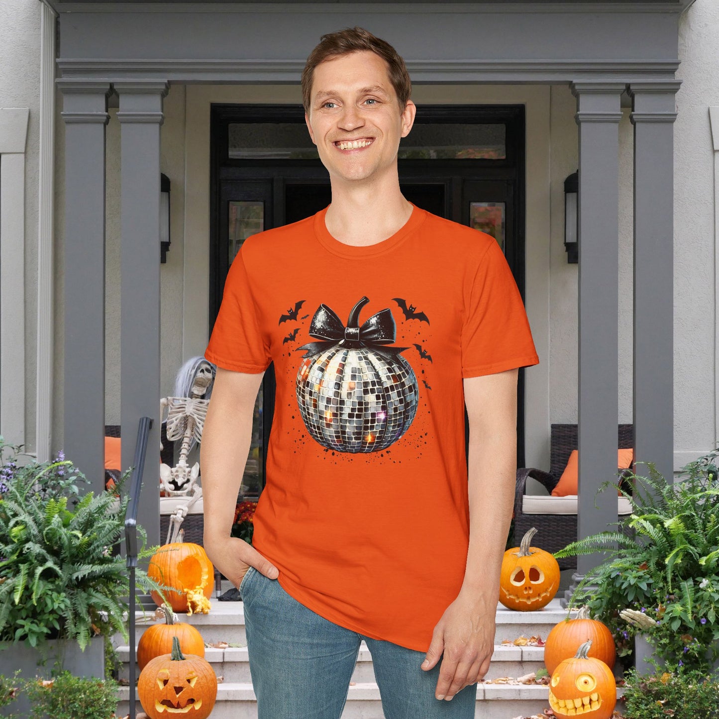 Silver Disco Pumpkin Adult T-shirt