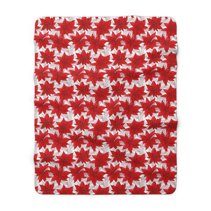 Christmas Blossom Sketch Fleece Blanket