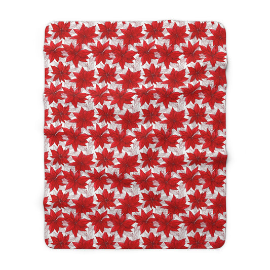 Christmas Blossom Sketch Fleece Blanket
