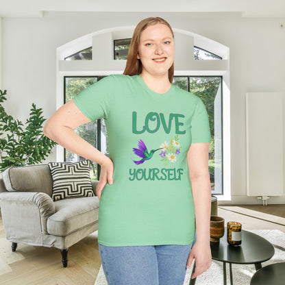 Love Yourself w/Hummingbird Adult T-shirt