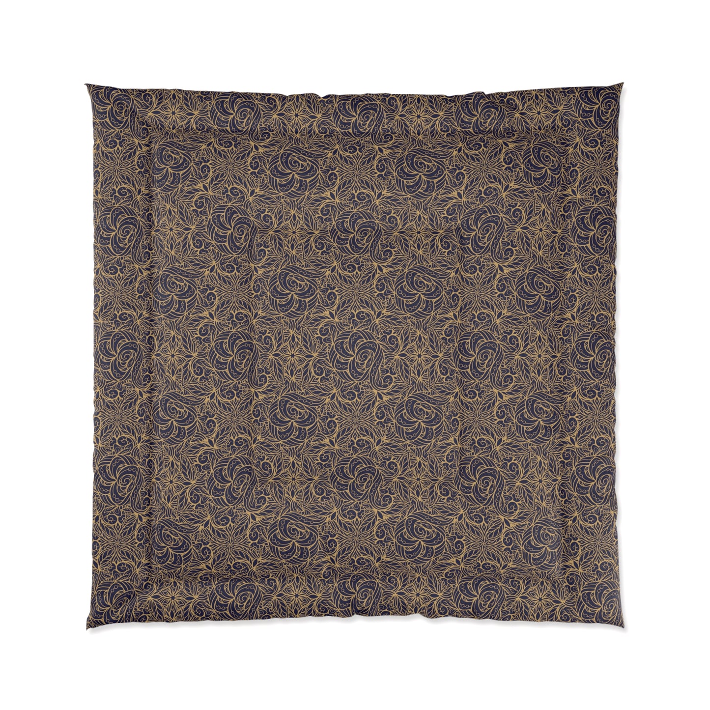 Golden Midnight Radiance Mandala Comforter