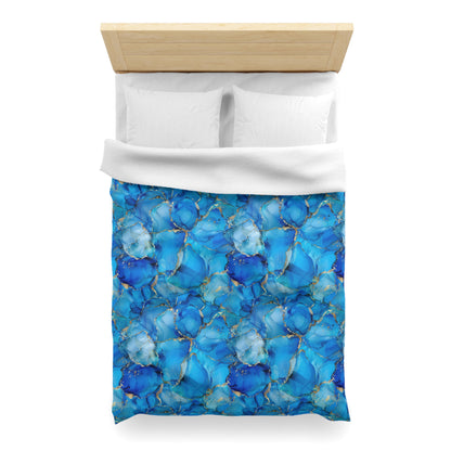Turquoise Marble Print Microfiber Duvet Cover