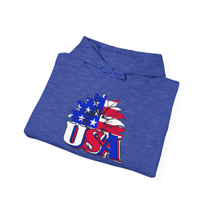 USA Red White & Blue Sunflower Heavy Blend™ Hooded Sweatshirt