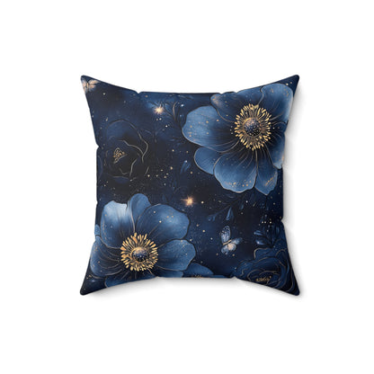 Midnight Sky Blossoms Throw Pillow