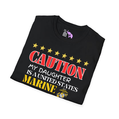 Caution My Daughter is a US Marine I've Been Known to Brag (Mom) Unisex Softstyle T-Shirt