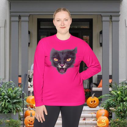 Black Cat Face Adult Long Sleeve Tee