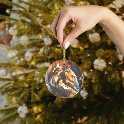 Beautiful Nativity 2 Glass Ornament