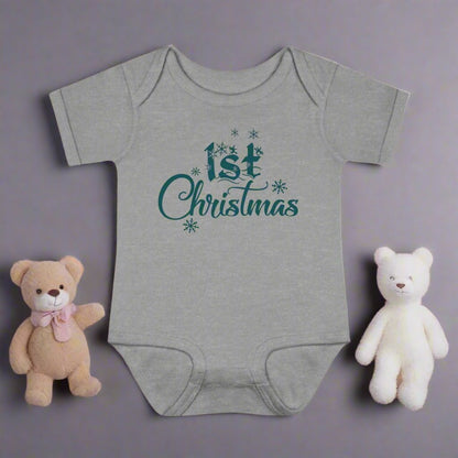 1st Christmas Infant Baby Rib Bodysuit