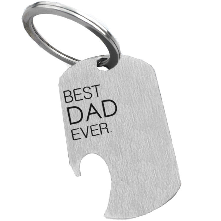 Stainless Steel Bottle Opener Keychain for Him (Papa, Dad, Husband)