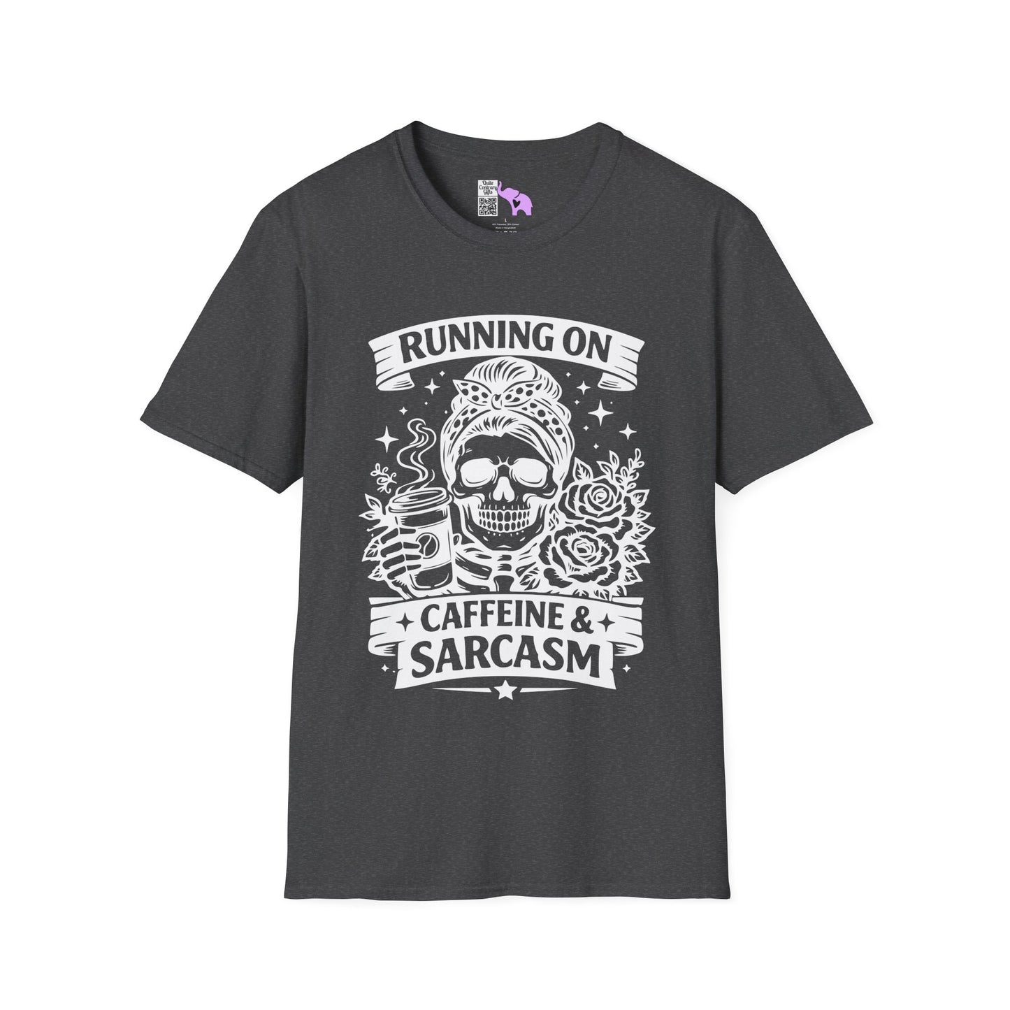 Running On Caffeine & Sarcasm Adult T-shirt