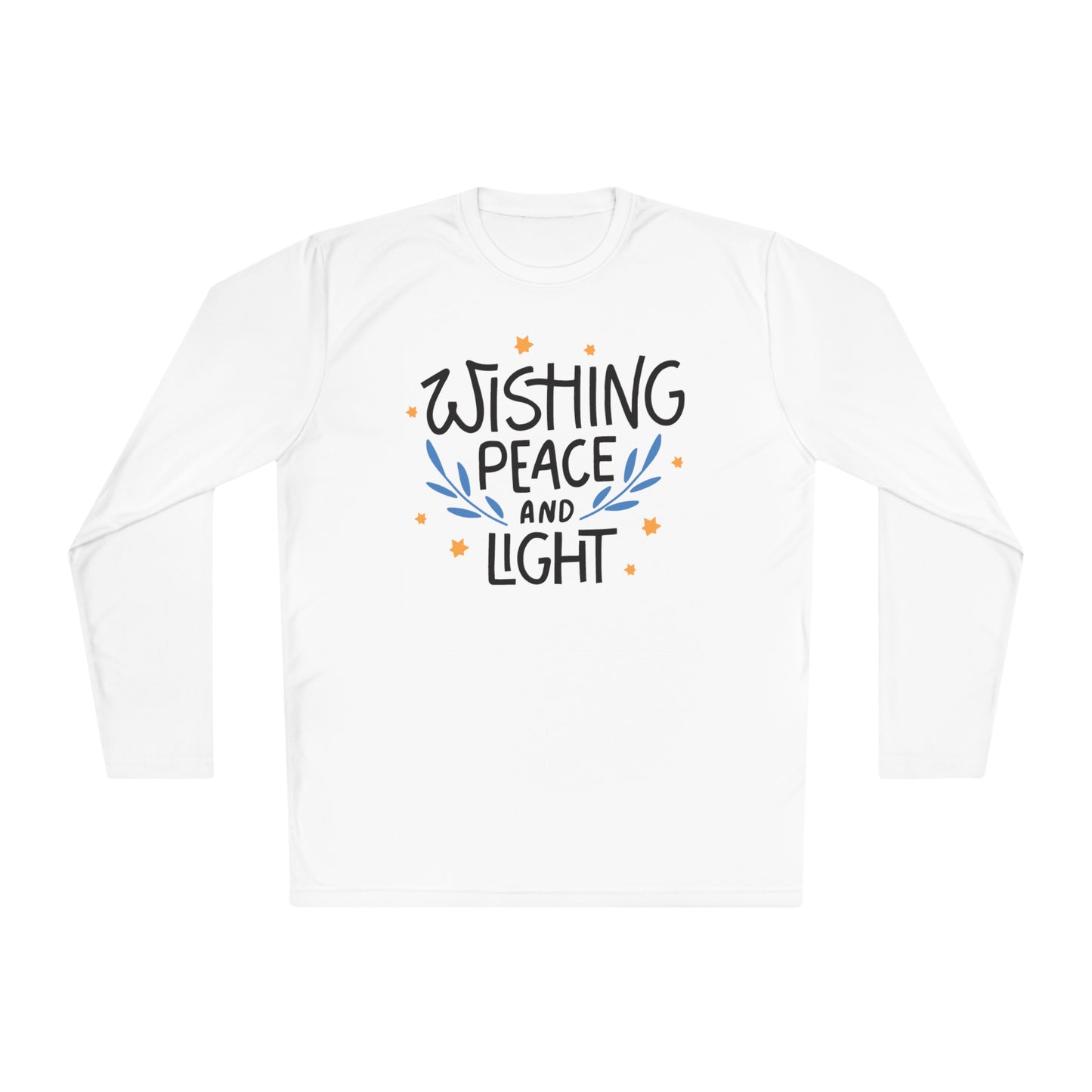 Hanukkah Wishing Peace & Light 3 Adult Long Sleeve Tee