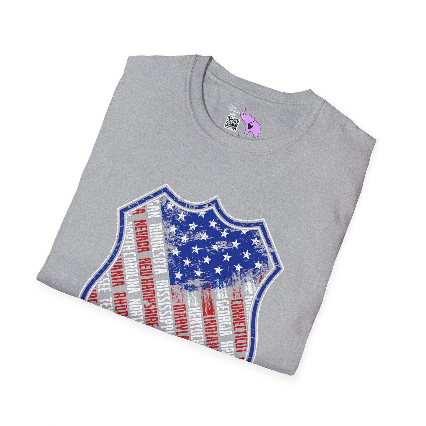 Badge-Shaped American Flag w/States Adult T-Shirt