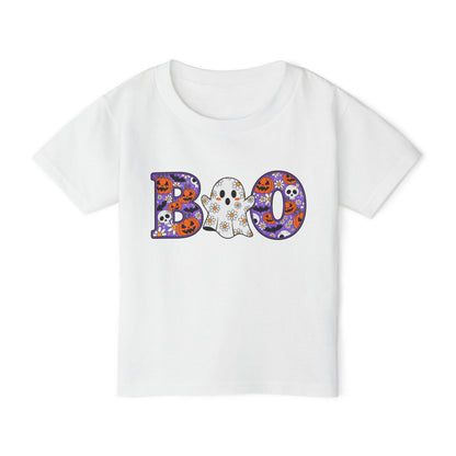 Cute Floral Boo w/Ghost Heavy Cotton™ Toddler T-shirt