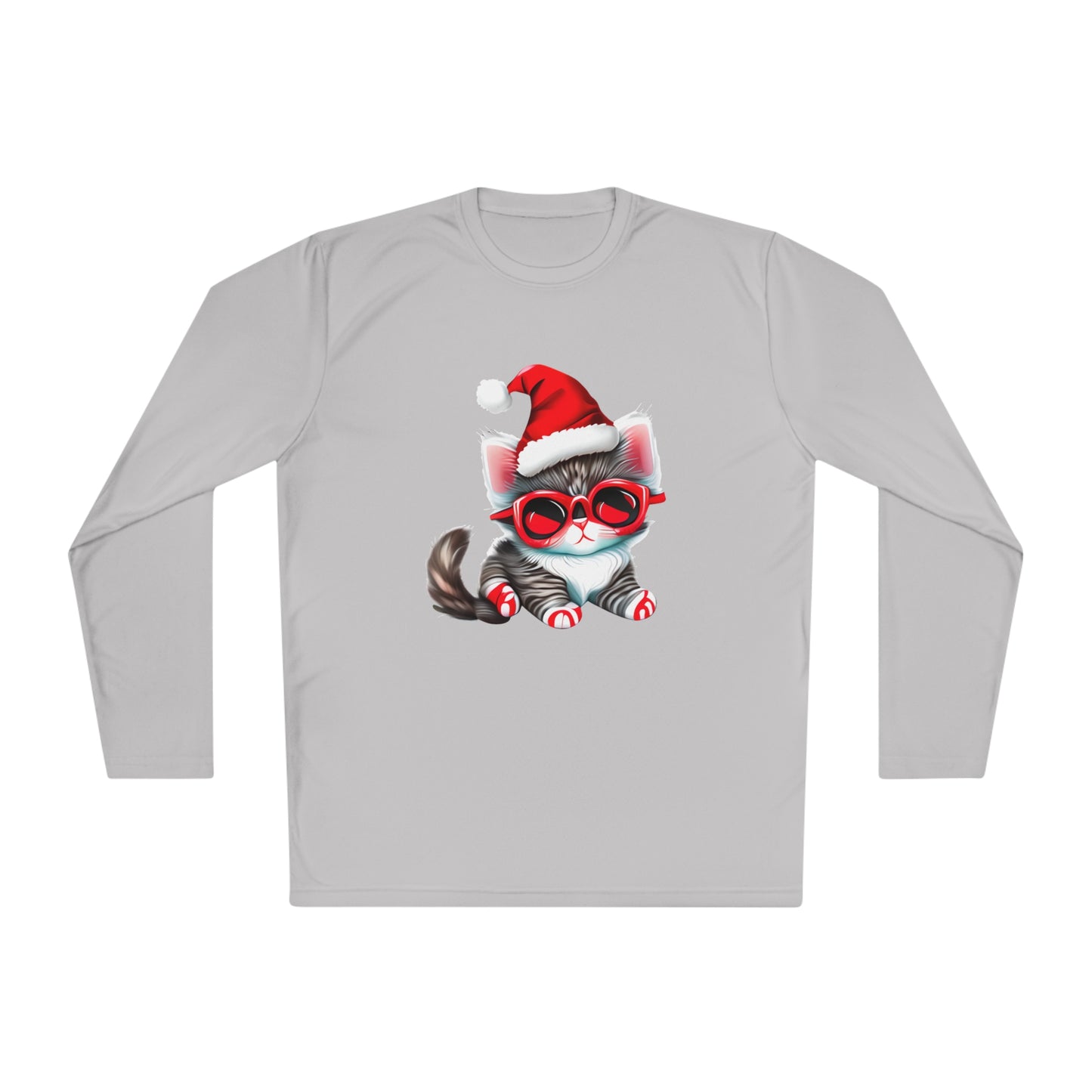 Santa Kitten Adult Long Sleeve Tee