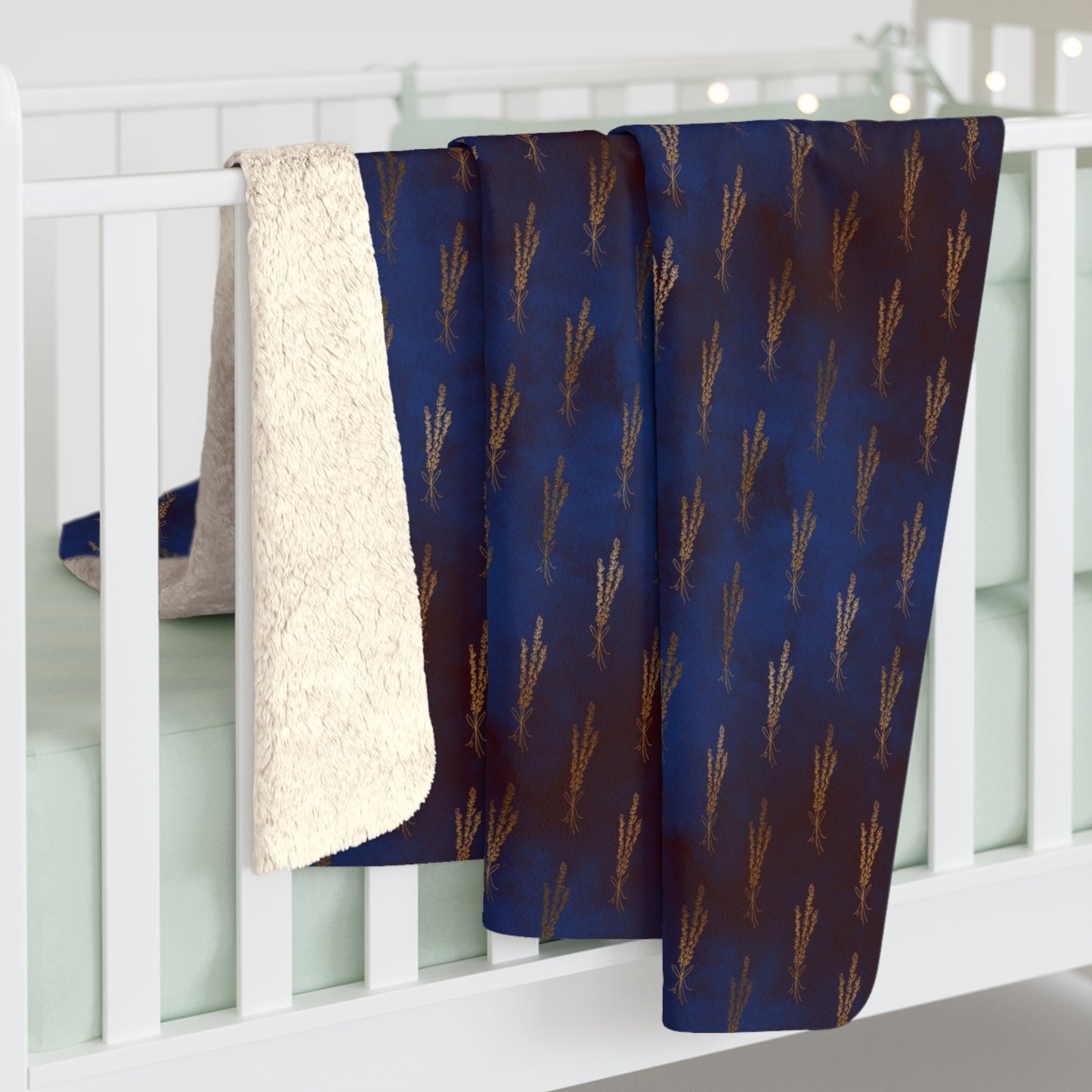 Midnight Sage Bloom Fleece Blanket
