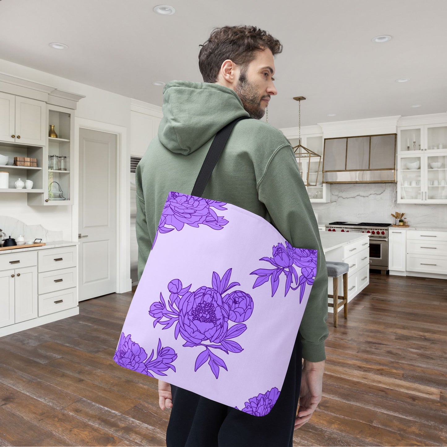 Royal Orchid Peonies Canvas Tote Bag