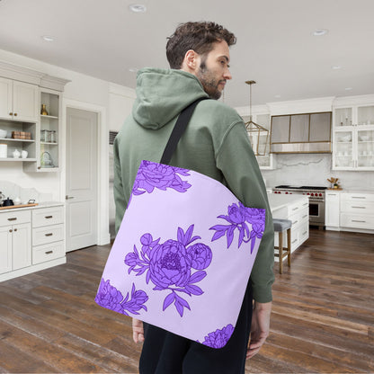 Royal Orchid Peonies Canvas Tote Bag