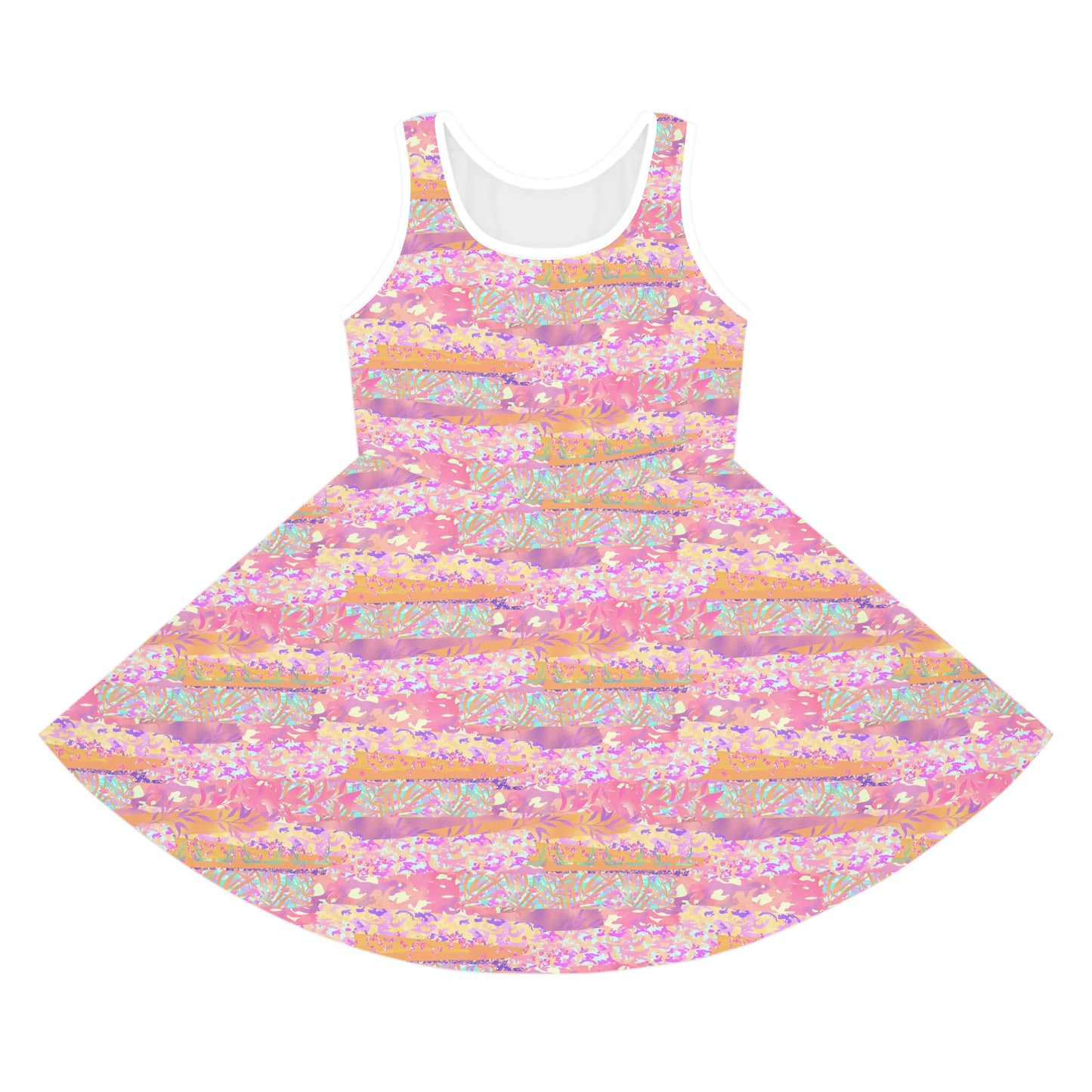 Wild Tropic Collage Girls' Sleeveless Sundress
