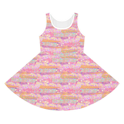 Wild Tropic Collage Girls' Sleeveless Sundress