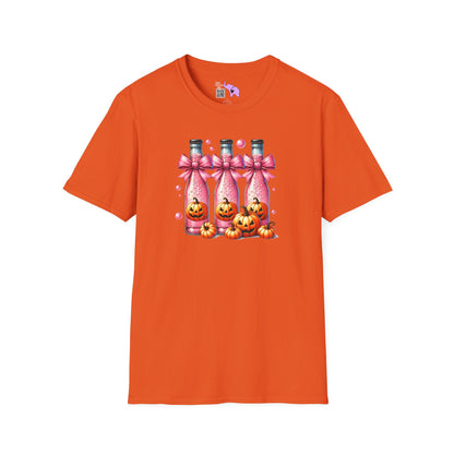 Pink Fizzy Drink w/Pumpkins Adult T-shirt