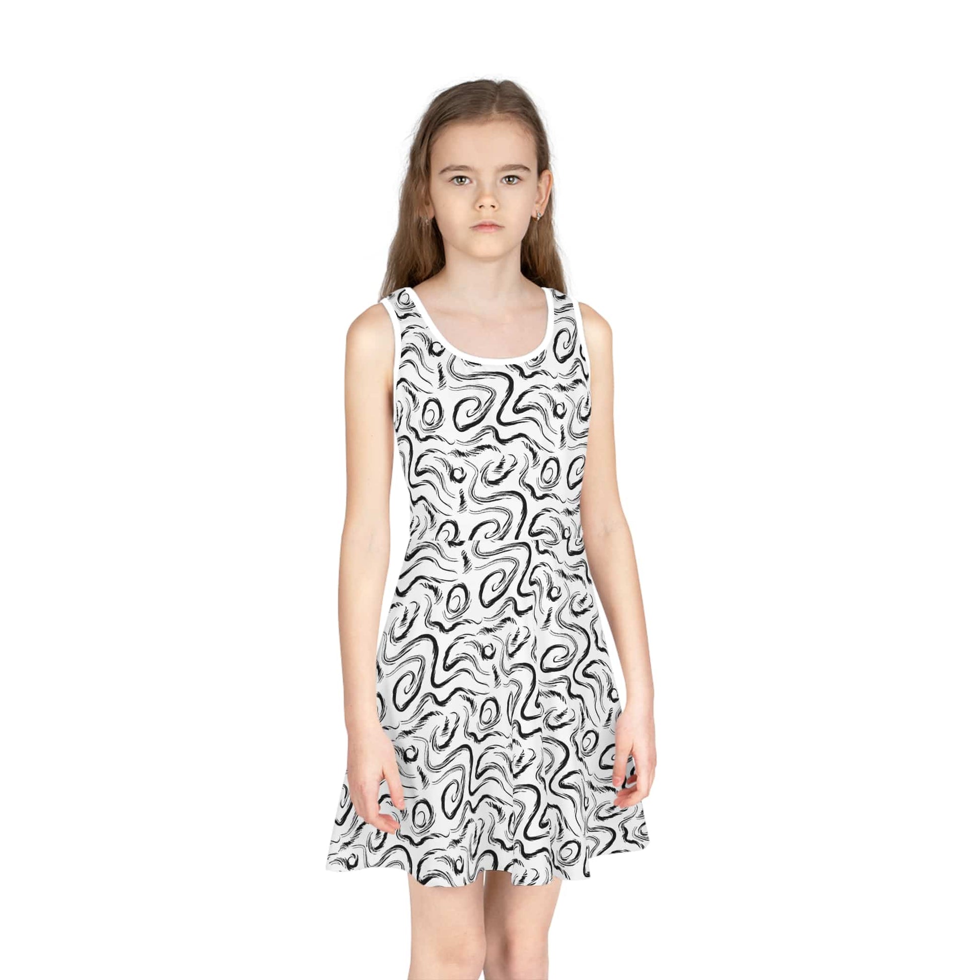 Grunge Scribbles Girls' Sleeveless Sundress