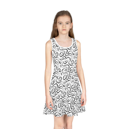 Grunge Scribbles Girls' Sleeveless Sundress