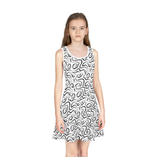 Grunge Scribbles Girls' Sleeveless Sundress