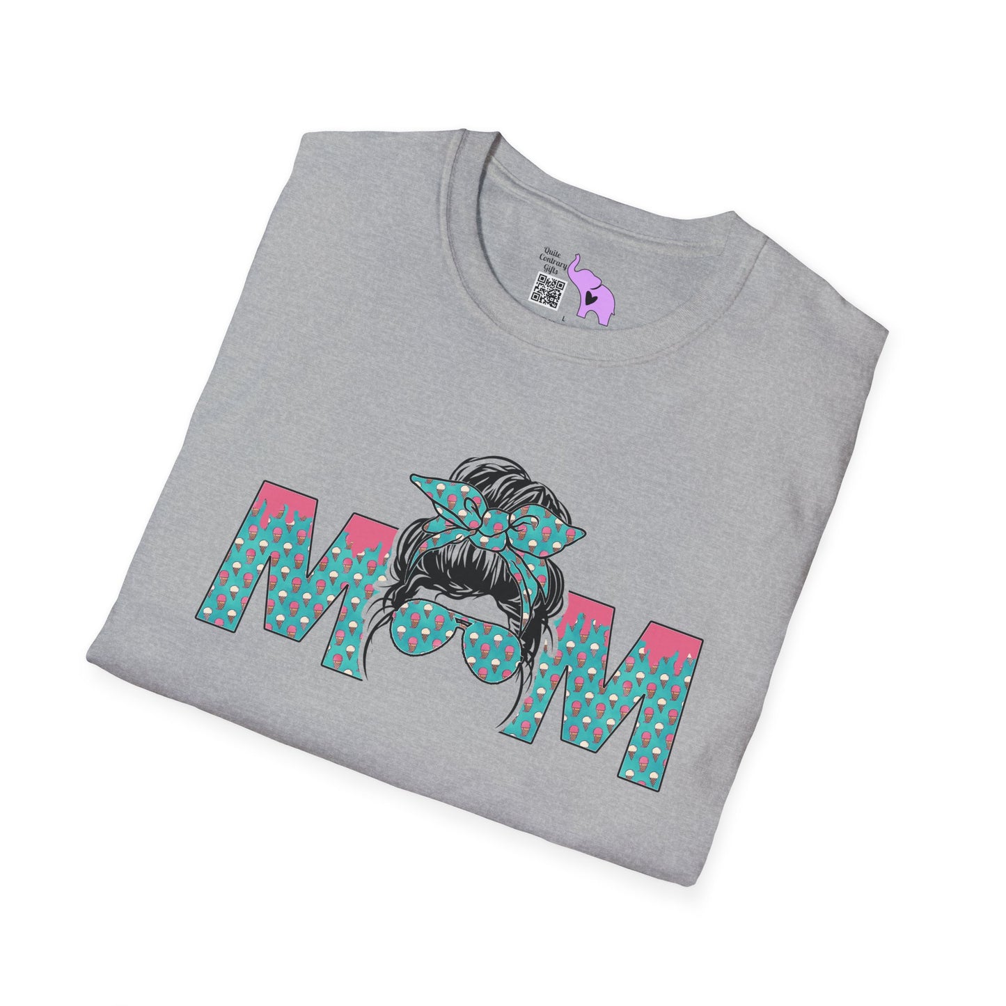 Mom (Teal/Pink Cheetah Print) Adult T-shirt