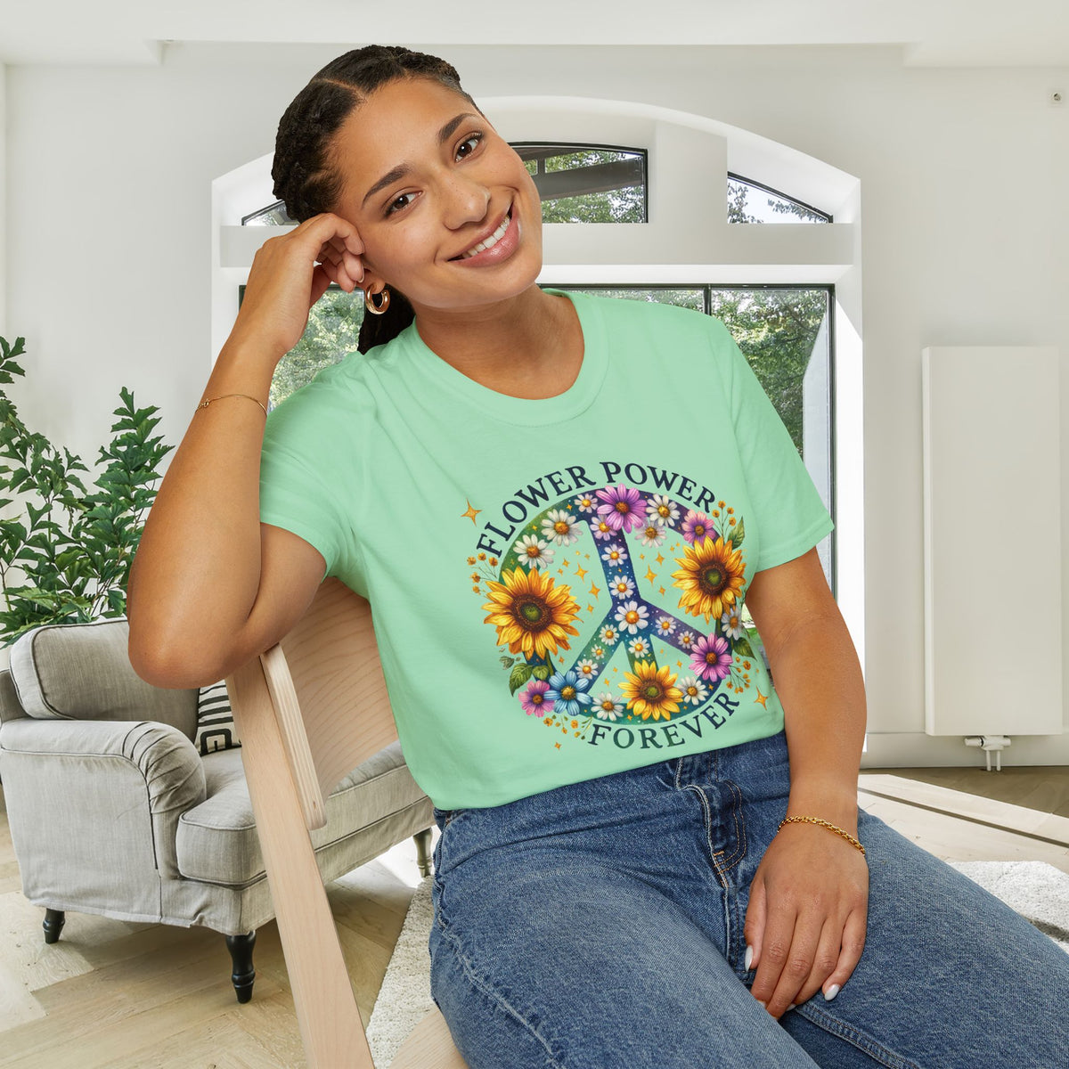 Flower Power Forever Adult T-shirt