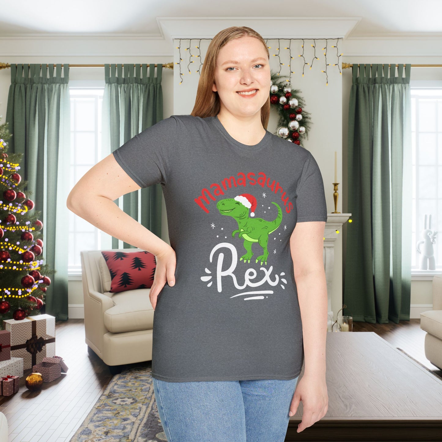 Christmas Mamasaurus Rex Adult T-shirt