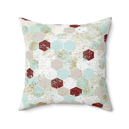 Love Letters & Honeycomb Throw Pillow