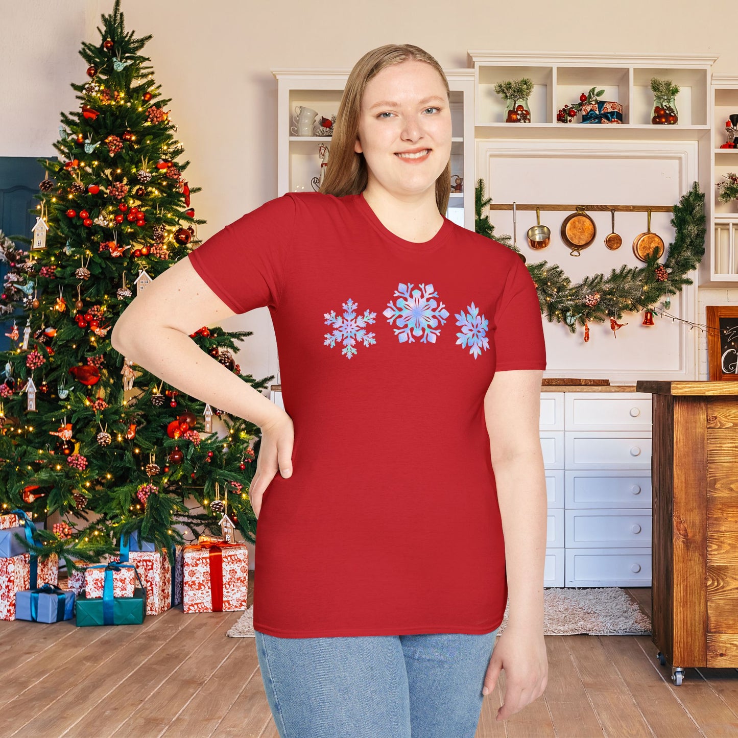 Blue Snowflakes Adult T-shirt