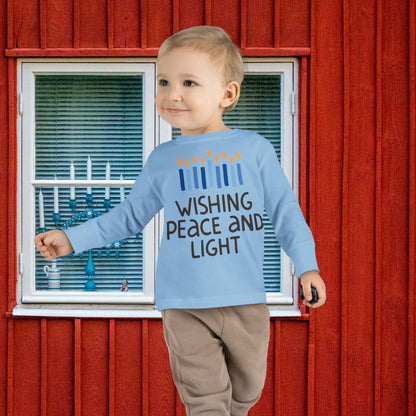 Hanukkah Wishing Peace & Light Toddler Long Sleeve Tee