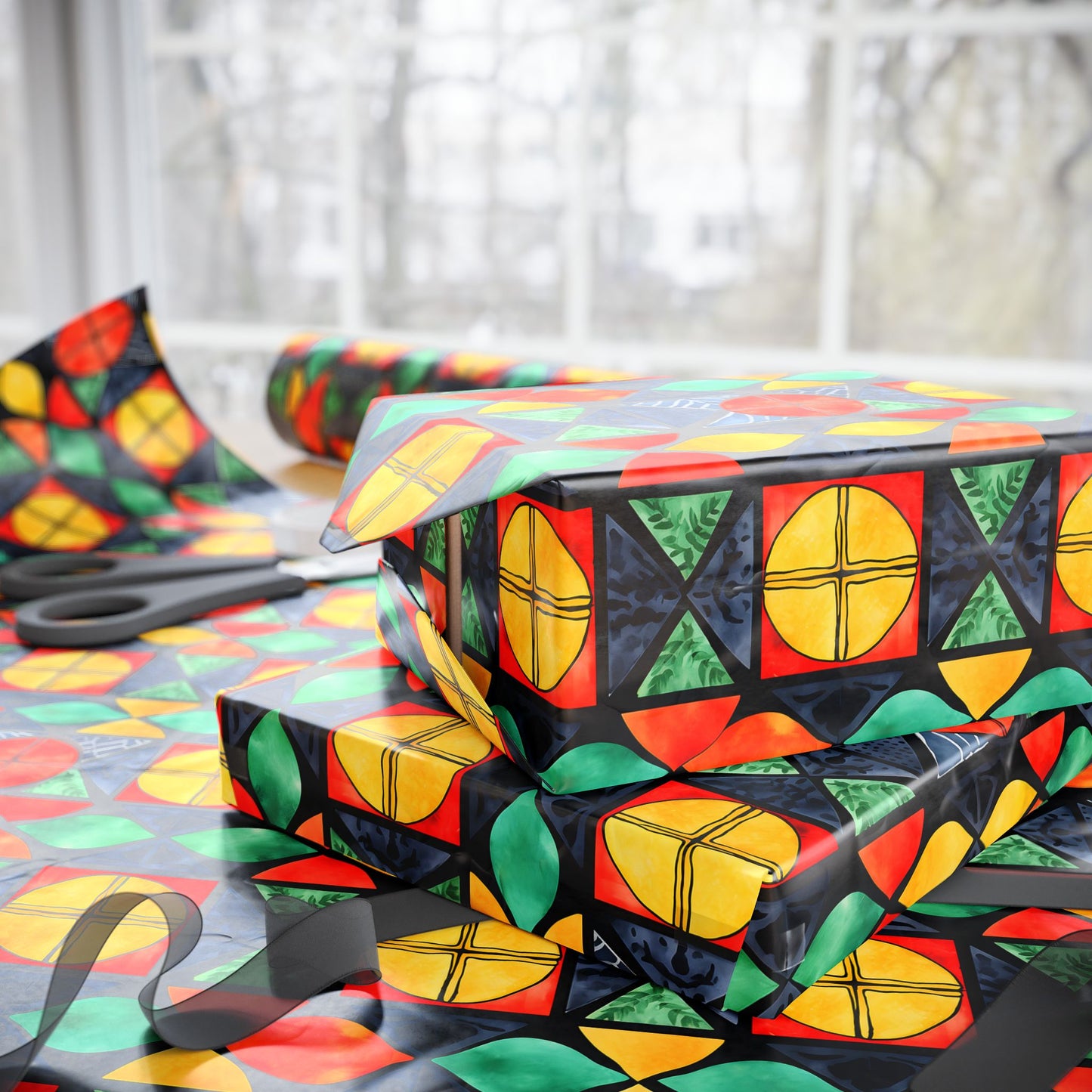 Candlelight Burst Kwanzaa Wrapping Paper